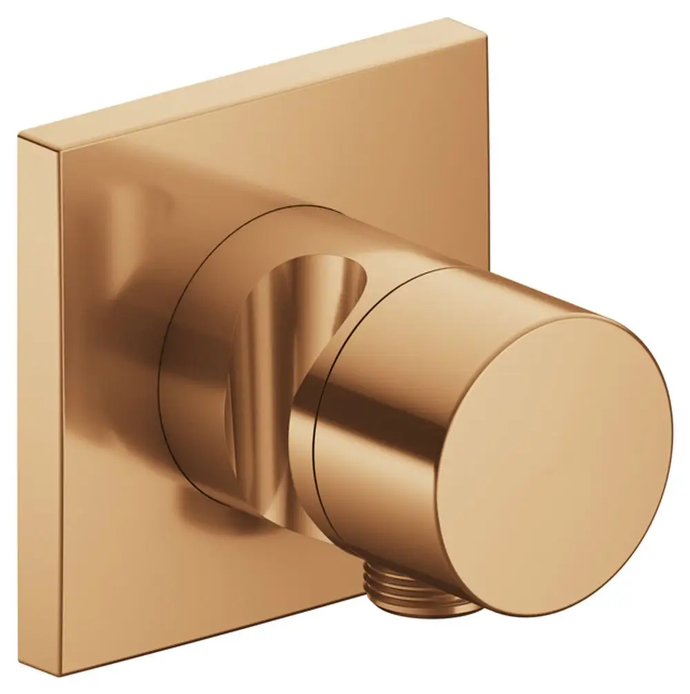 Keuco Absperrventil in bronzefarbigem, eckigem Design mit Schlauchanschluss für die Brausemontage. Kompakte Bauform für praktische Installation.